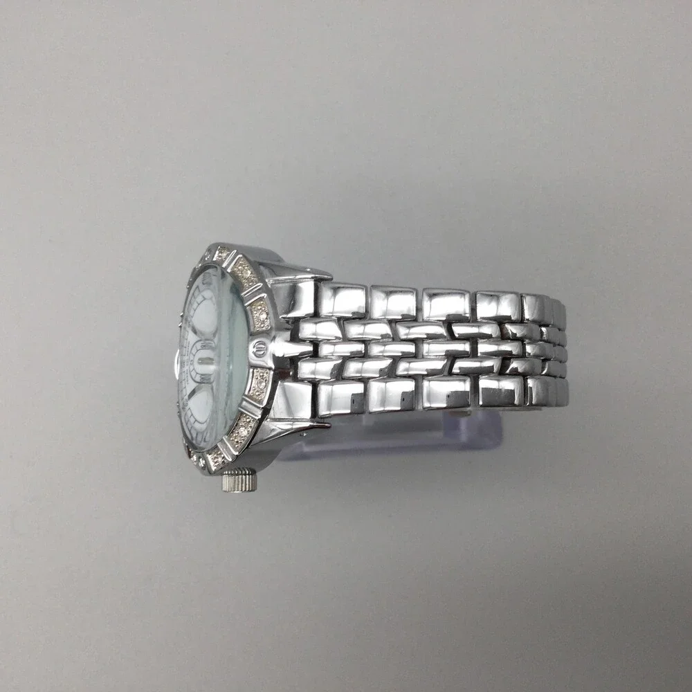 Anne Klein Womens Watch 36mm Silver Tone Crystals Steel AK/1007 New Battery 7